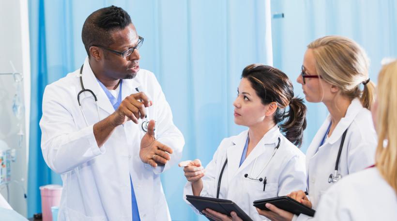 Doctor and medical students